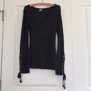 Free People long sleeve with lace up sleeves